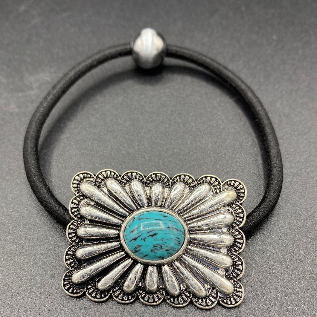 Rectangle Turquoise Concho Hair Tie