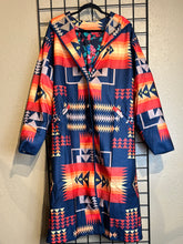 Load image into Gallery viewer, Navy Southwestern Design Long Hooded Coat
