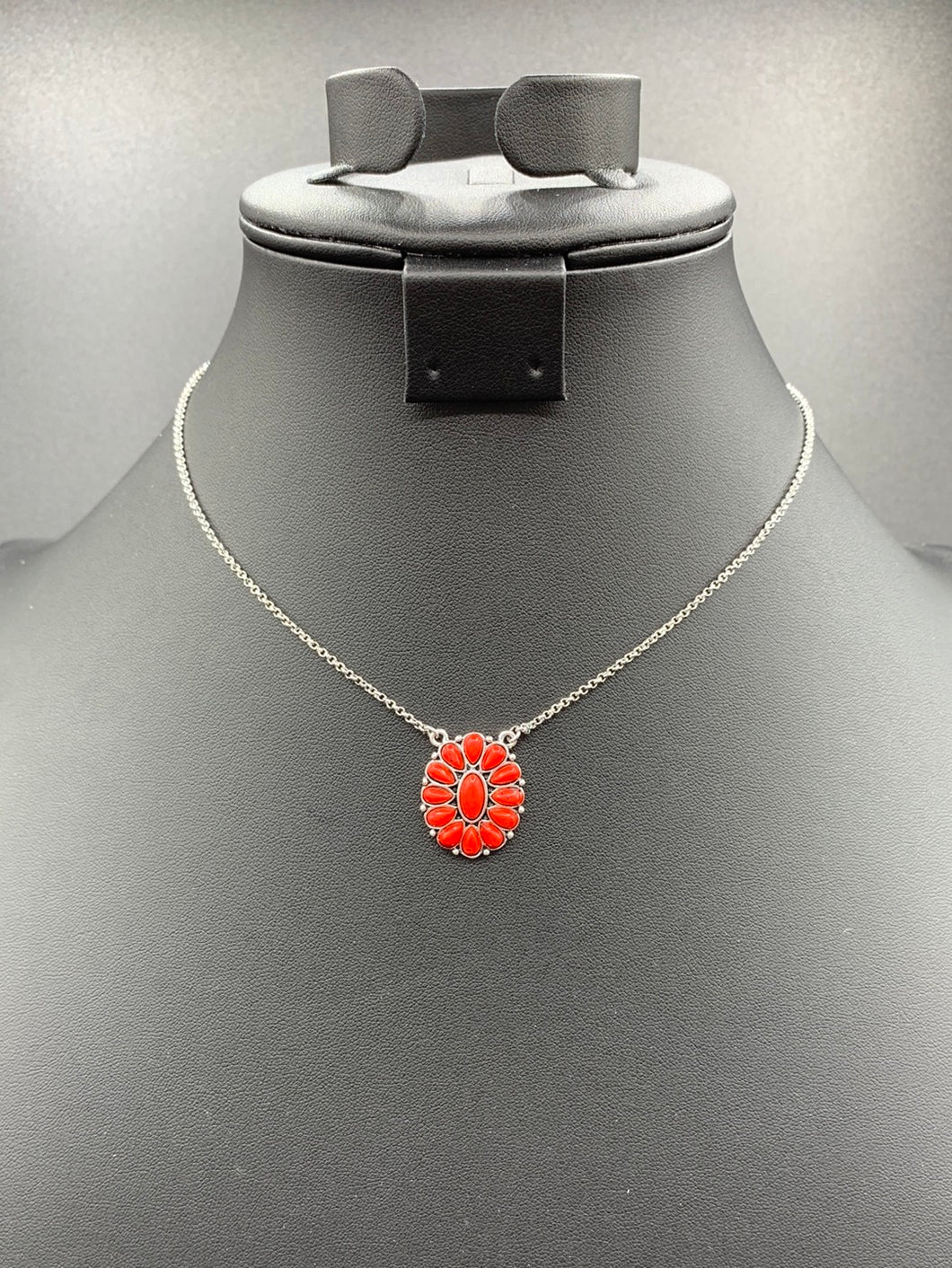 A156N Coral Inspired Cluster Pendant Necklace