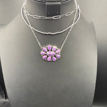 Load image into Gallery viewer, Purple Stone Cluster Pearl Chain Necklace
