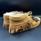 Montana West Brown Suede Fringe Moccasins