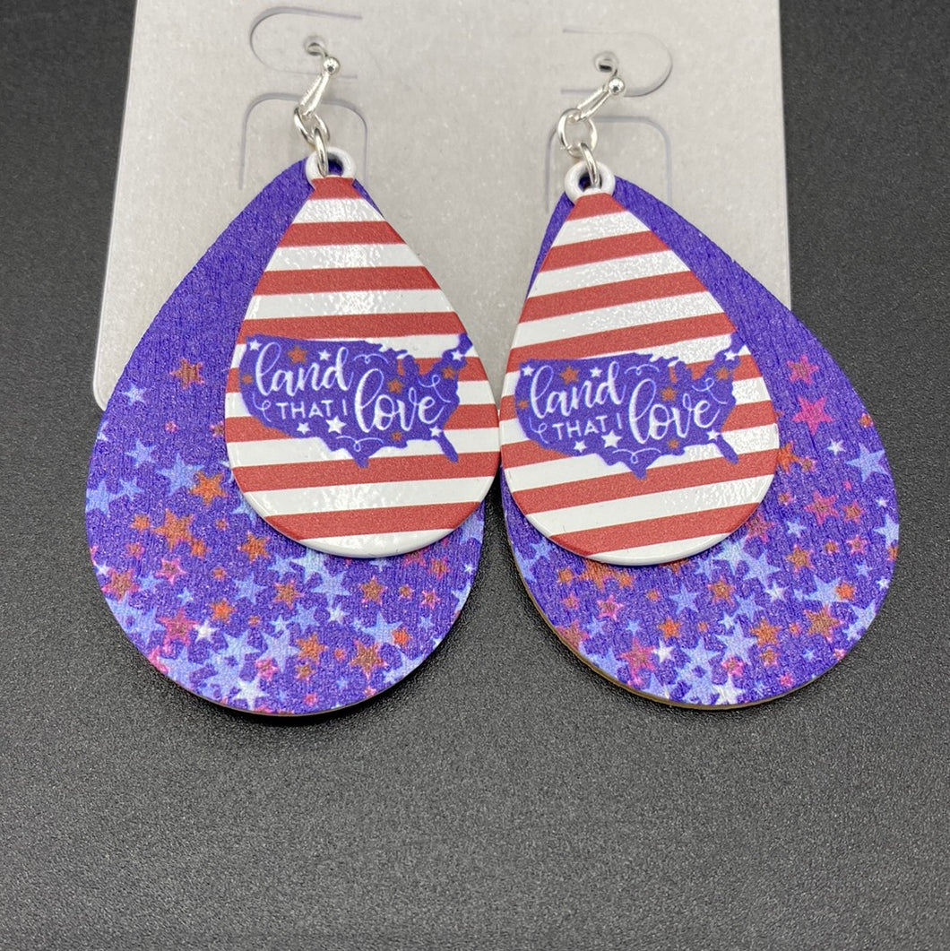 A202E Land of the Free Fishhook Earrings