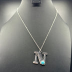 Turquoise Inspired Stamped Letter Necklace