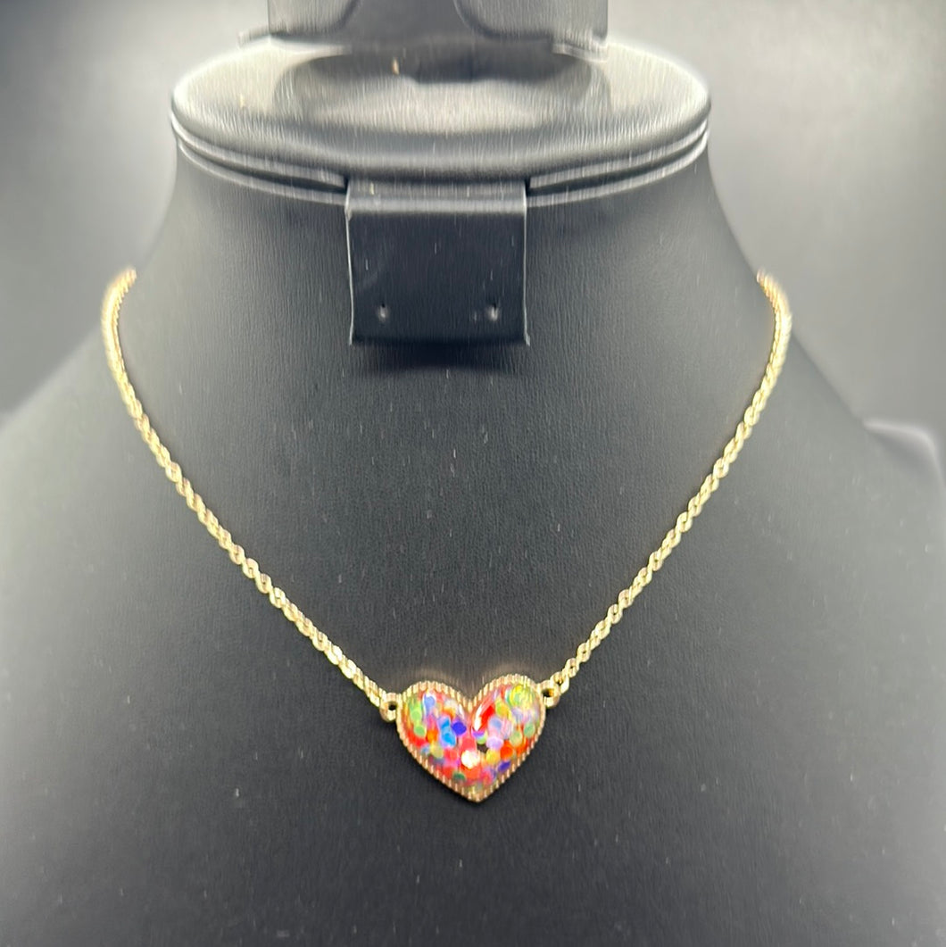 Mermaid Glitter Heart Necklace