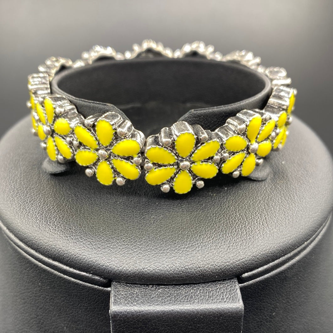 #414B Yellow Floral Stretch Bracelet