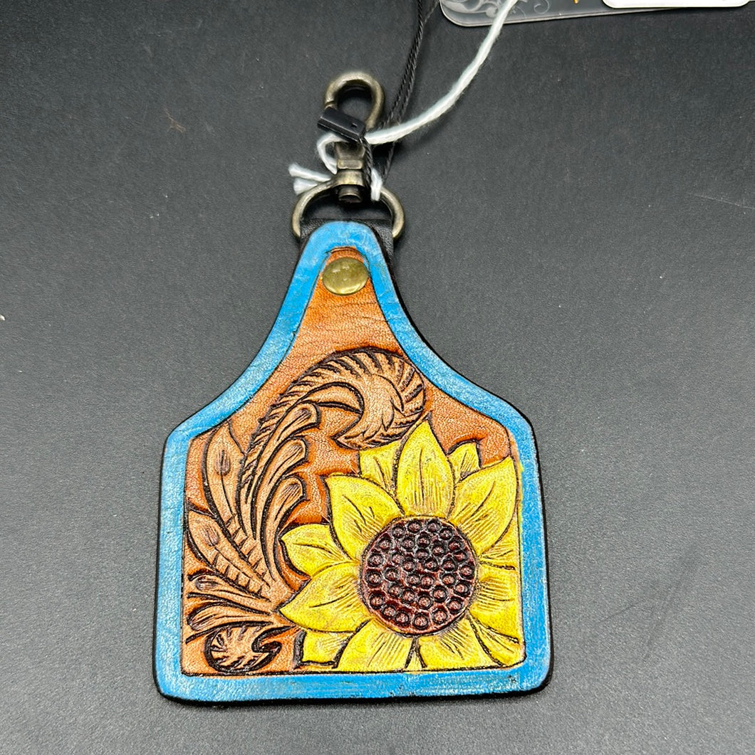 Turquoise Sunflower Keychain