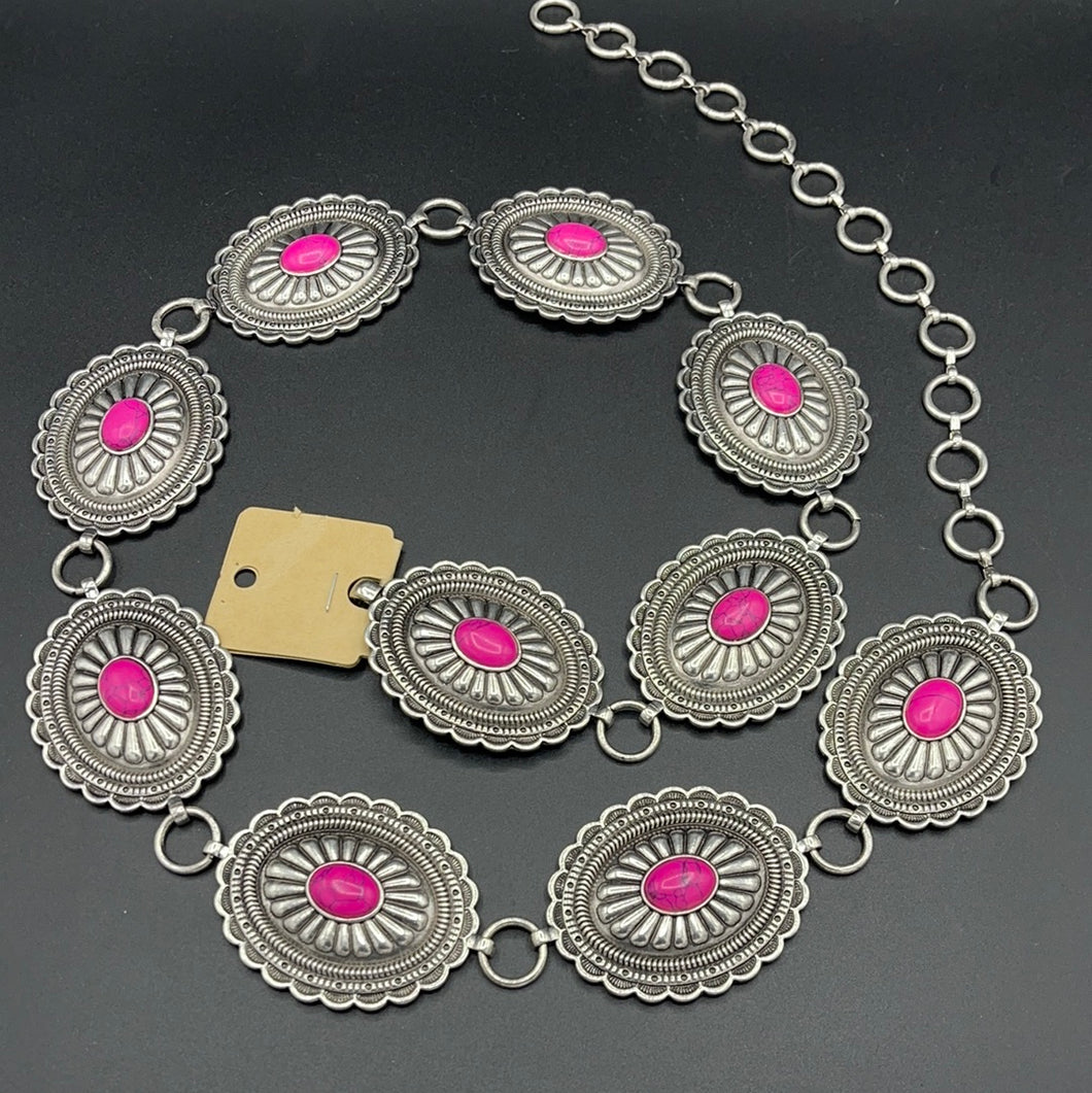 Pink Inspired Concho Stamped Concho Belt