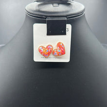 Load image into Gallery viewer, Pink Glitter Heart Post Earrings
