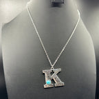 Turquoise Inspired Stamped Letter Necklace