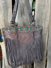 Load image into Gallery viewer, Montana West Chocolate Fringe Embossed Tote and Wallet Set
