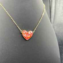 Load image into Gallery viewer, Pink Glitter Heart Necklace and Heart Earrings Set
