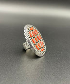 Coral Cluster Sterling Silver Ring