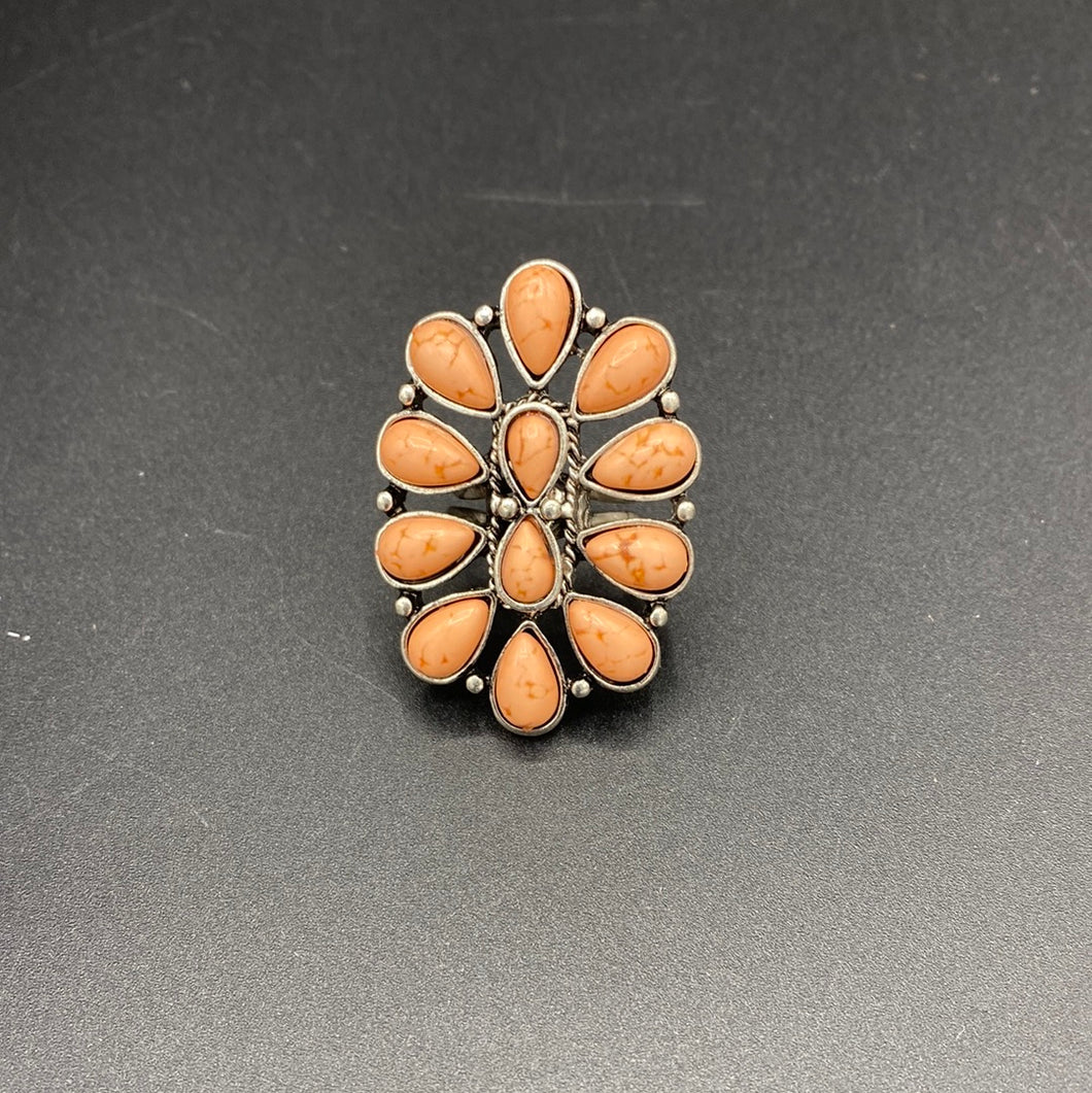 Peach Inspired Cluster Cuff Ring