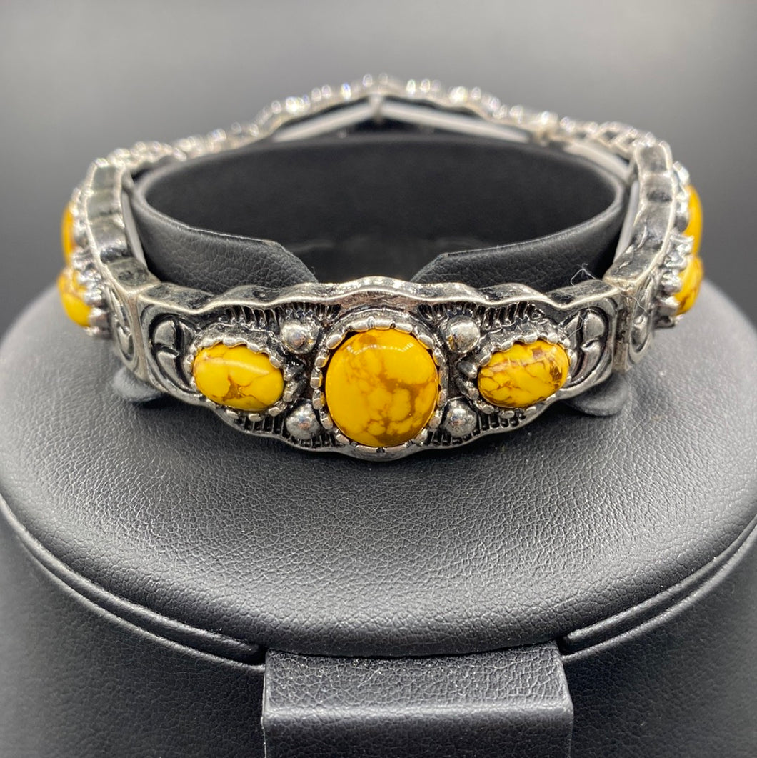 #874B Yellow Stone Stretch Bracelet