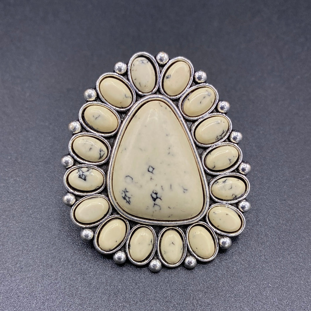 #731R White Stone Cluster Stretch Ring