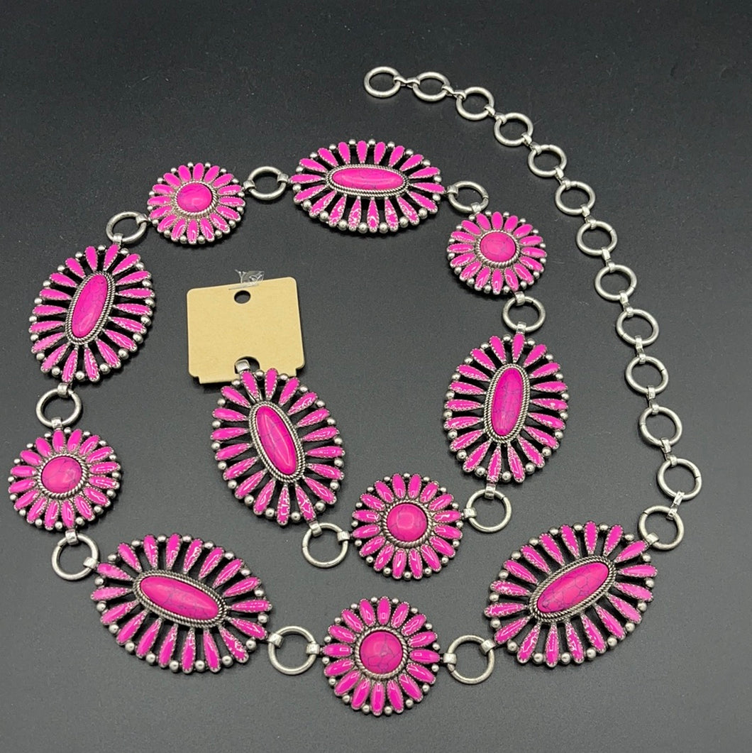 Pink Cluster and Floral Cluster Inspired Concho Belt