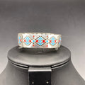 B680B Turquoise/Coral Aztec Stretch Bracelet