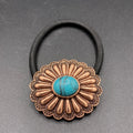 Turquoise/Copper Inspired Stamped Concho Hair Tie