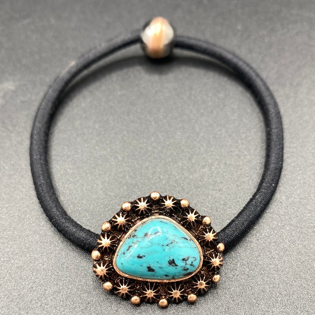 Coppertone Turquoise Stone Hair Tie