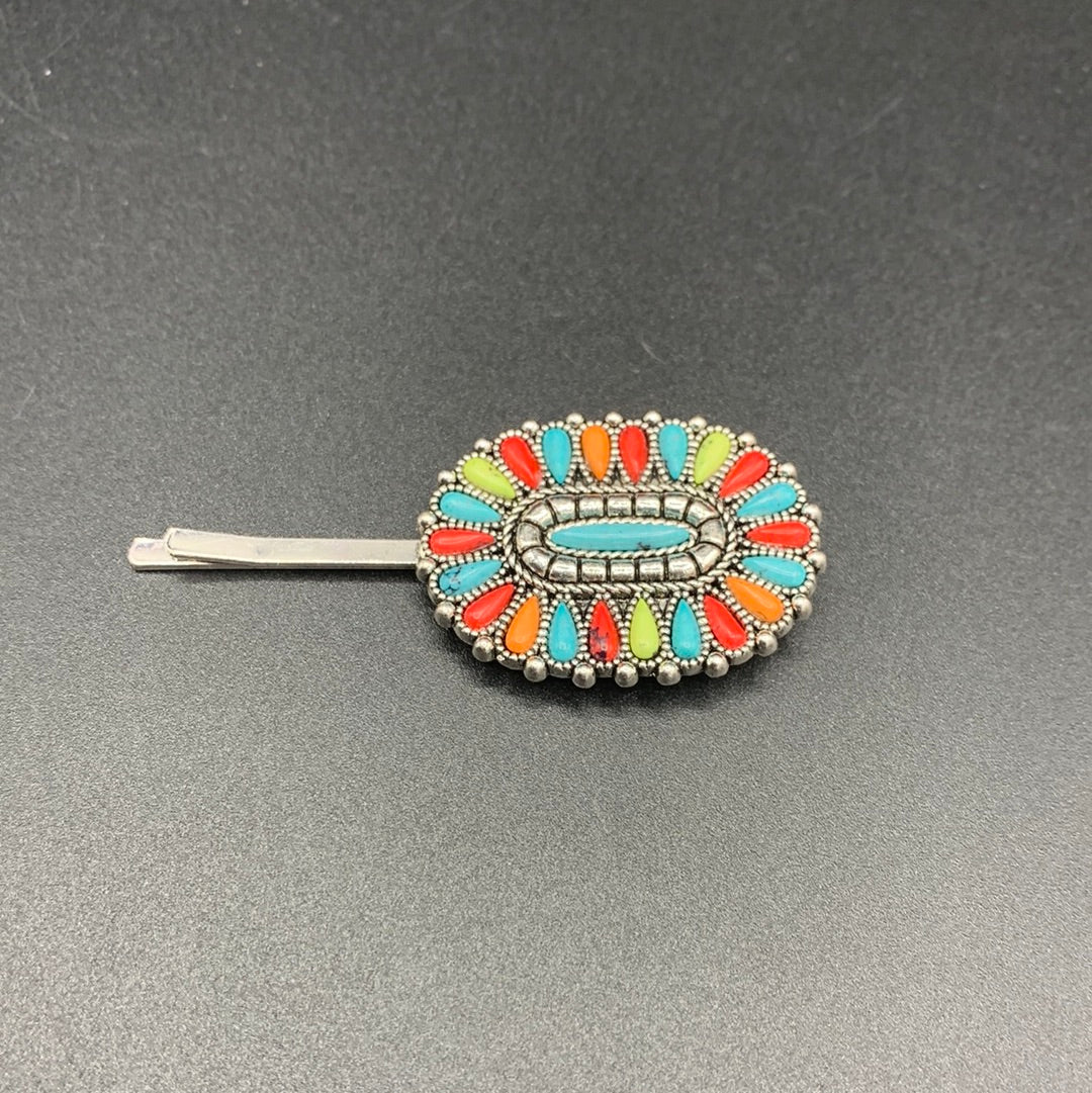 Multi-Colored Stone Needlepoint Cluster Hair Pin