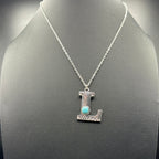 Turquoise Inspired Stamped Letter Necklace