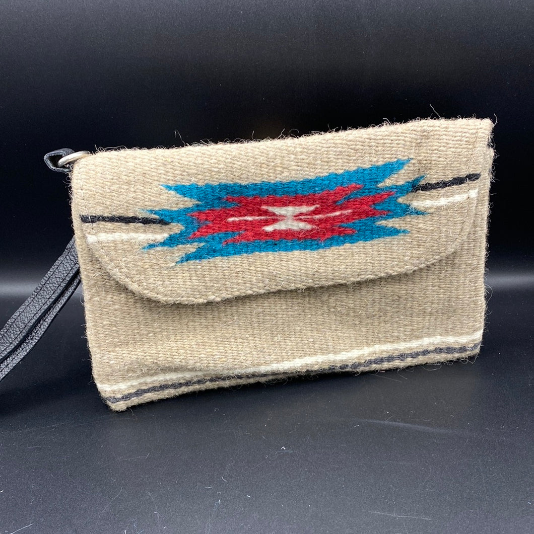 CW9 Beige/Turquoise Clutch Wristlet