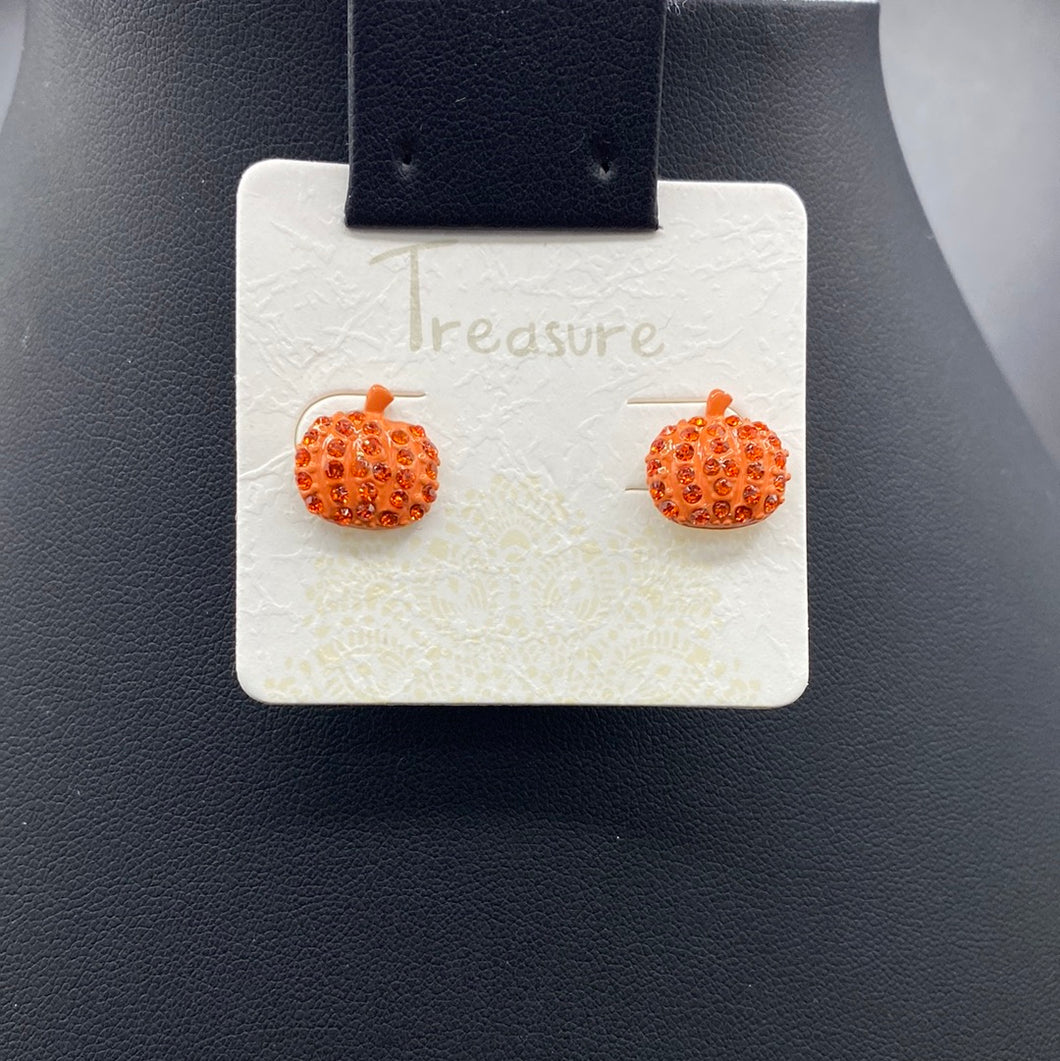 Rhinestone Pumpkin Post Earrings