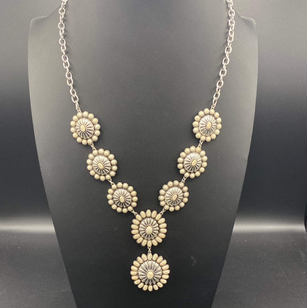 White Inspired Cluster Necklace and Earring Set