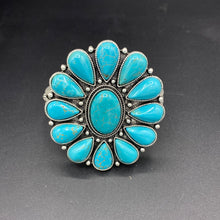 Load image into Gallery viewer, Large Turquoise Inspired Cluster Cuff Bracelet
