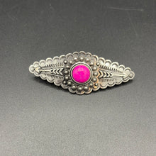 Load image into Gallery viewer, #870H Pink Inspired Stone Arrow Stamp Hair Barrette
