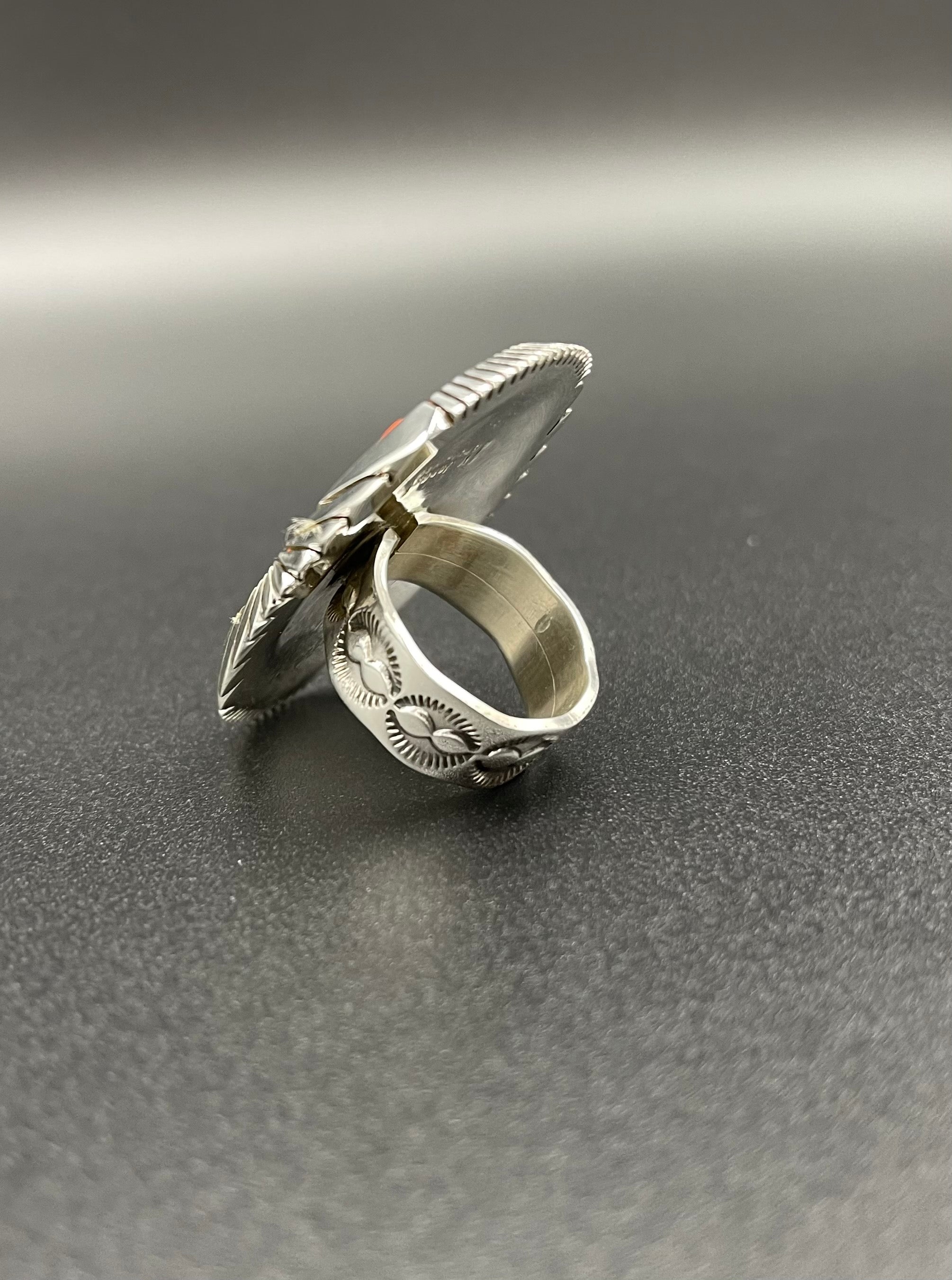 Coral Cluster Sterling Silver Ring