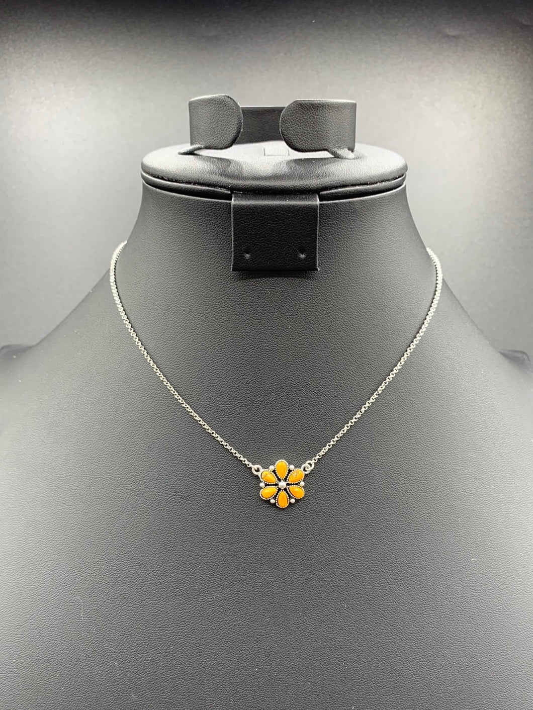 Yellow Floral Cluster Pendant Necklace