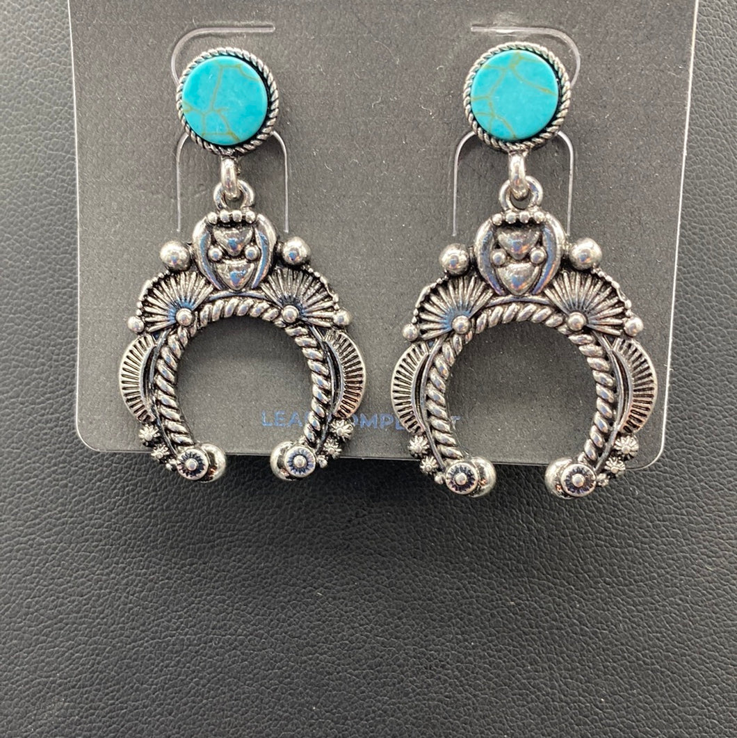 Turquoise Stone Naja Post Earrings