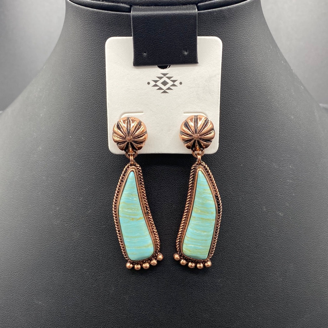 Coppertone Turquoise Concho Post Earrings