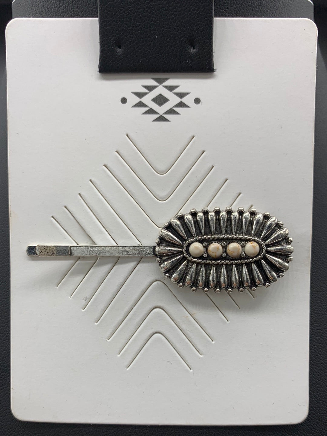 #408H White Stone Cluster Hair Pin