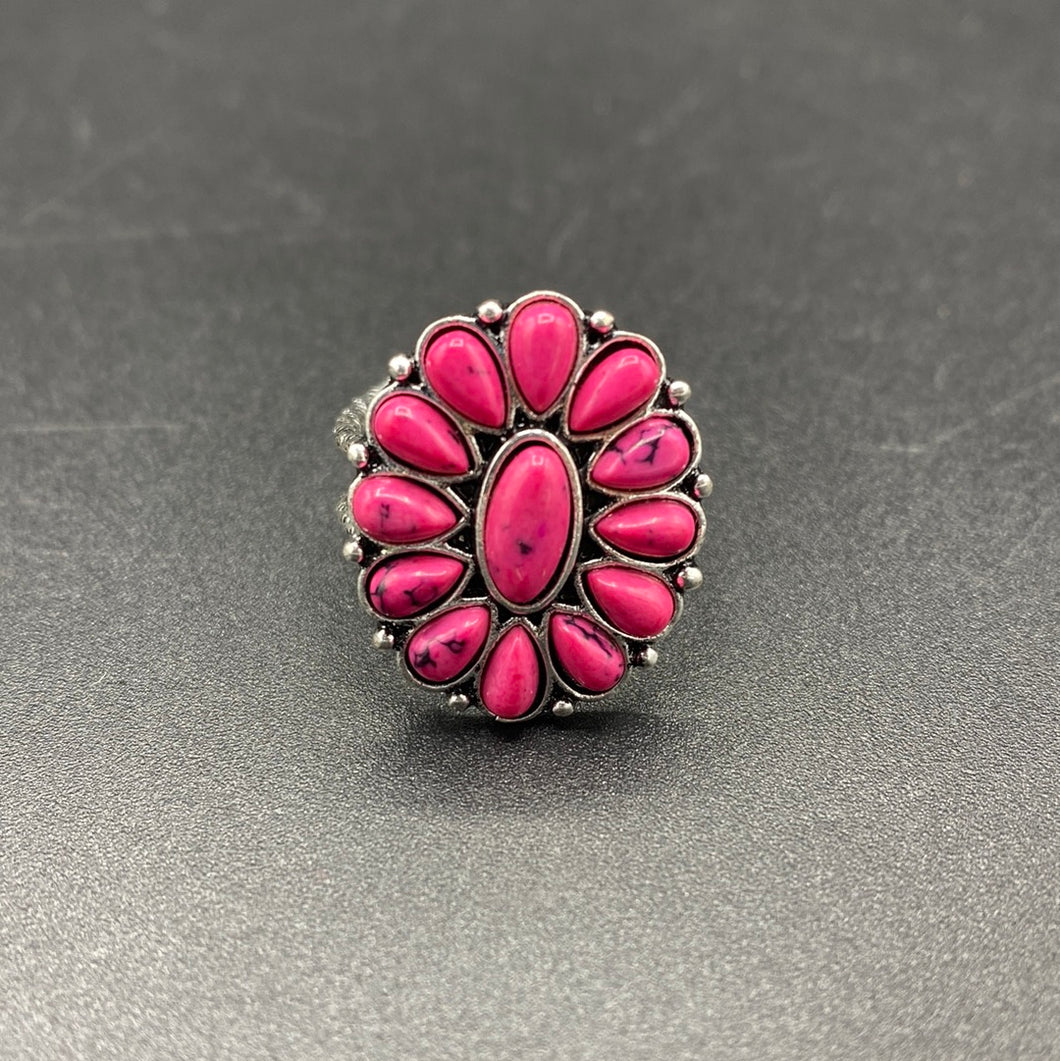 A362R Pink Cluster Cuff Ring