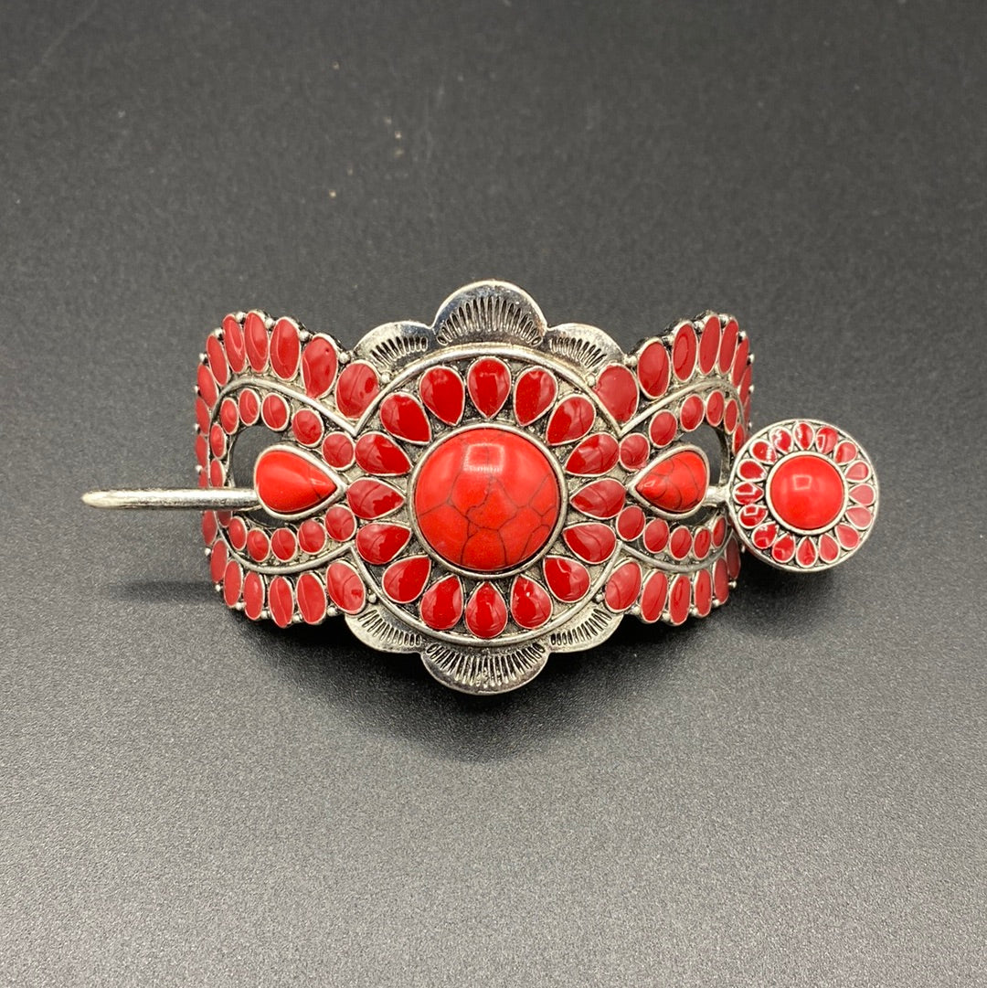 Coral Inspired Stone Floral Cluster Tsiiyeel Hair Pin