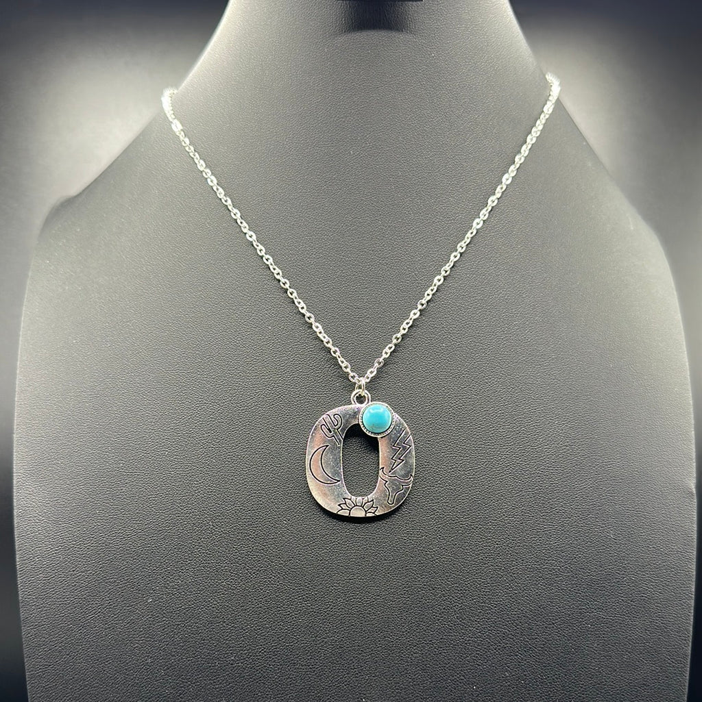 Turquoise Inspired Stamped Letter Necklace