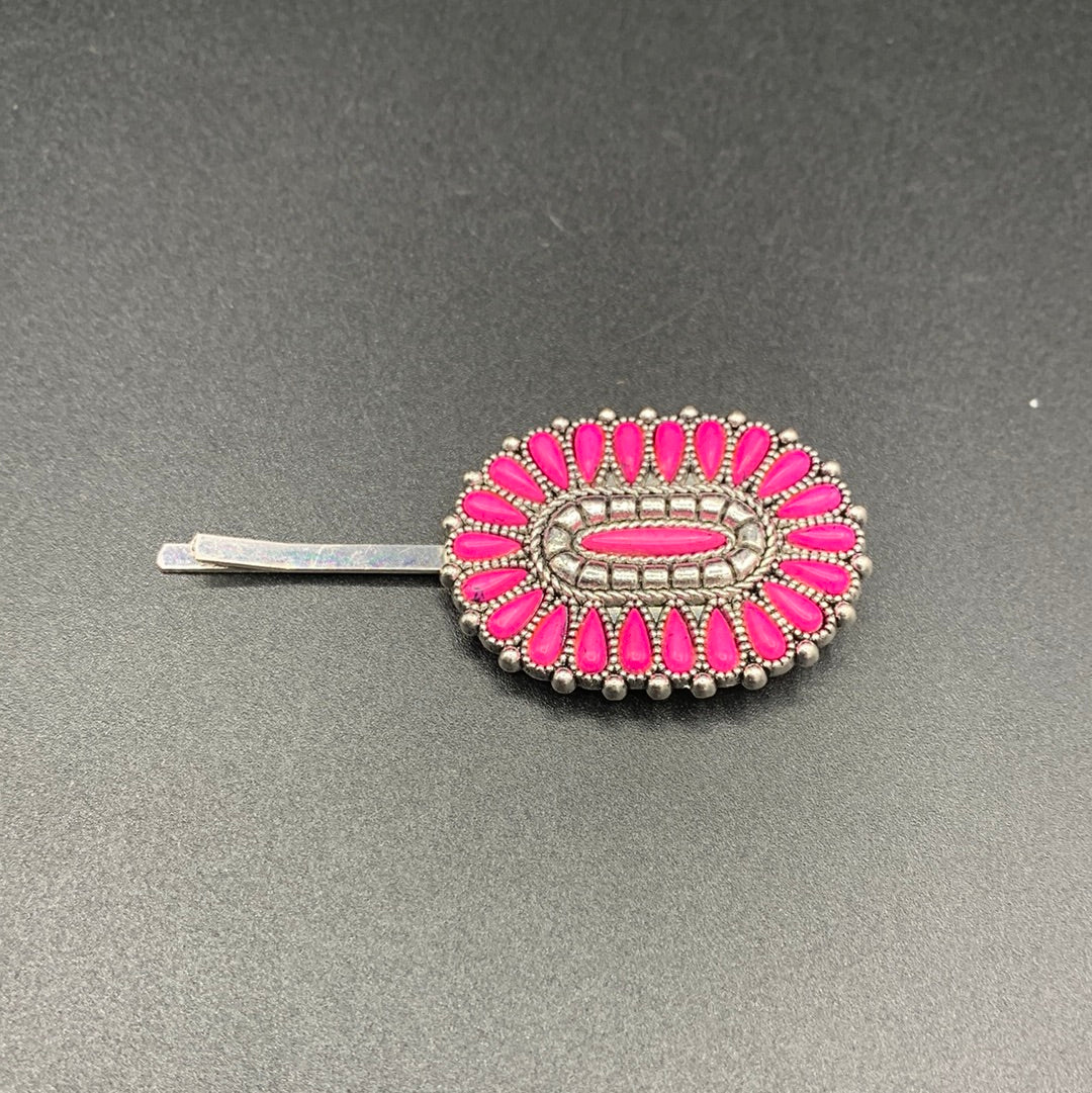 #402H Pink Stone Needlepoint Cluster Hair Pin