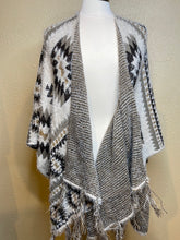 Load image into Gallery viewer, Grey Knit Southwestern Design Wrap One Size
