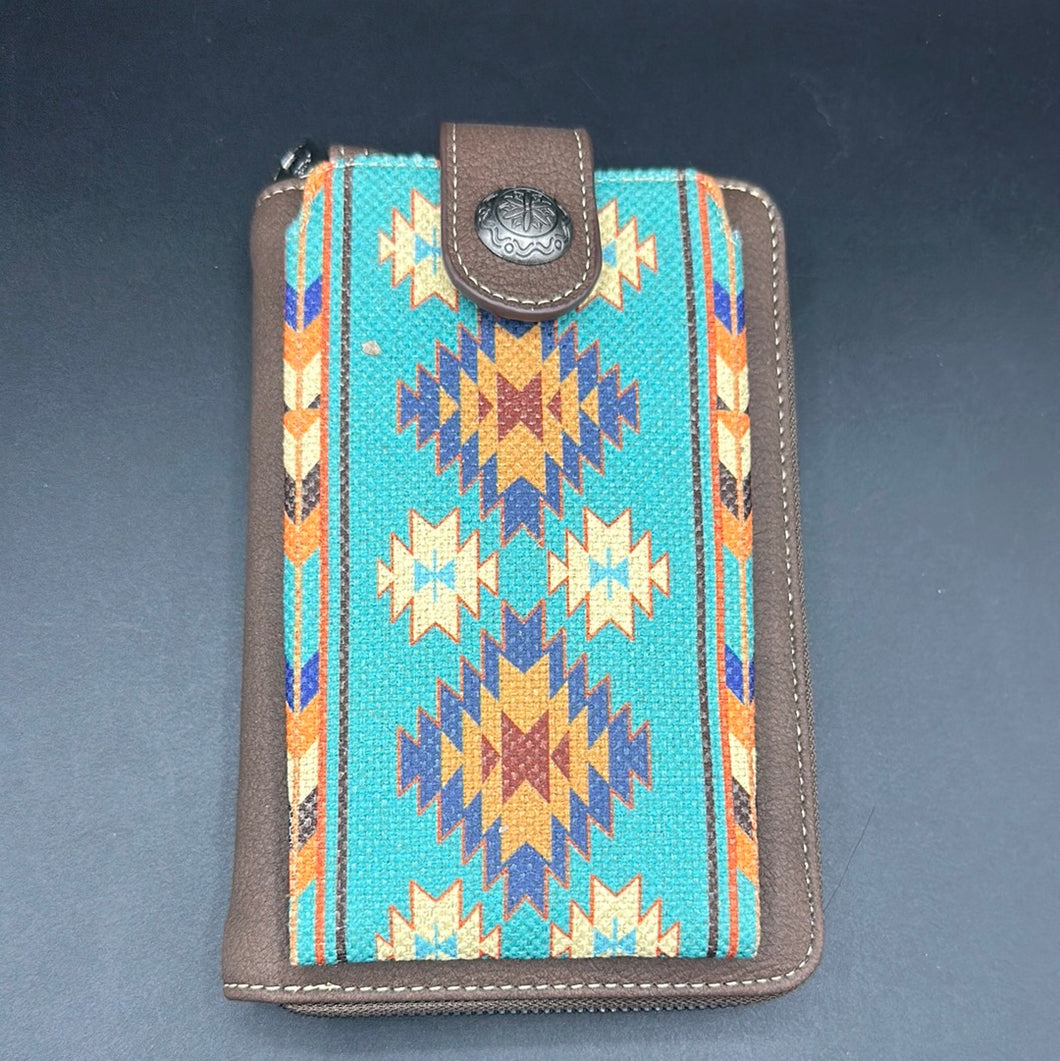 Chocolate Turquoise Phone Wallet Crossbody