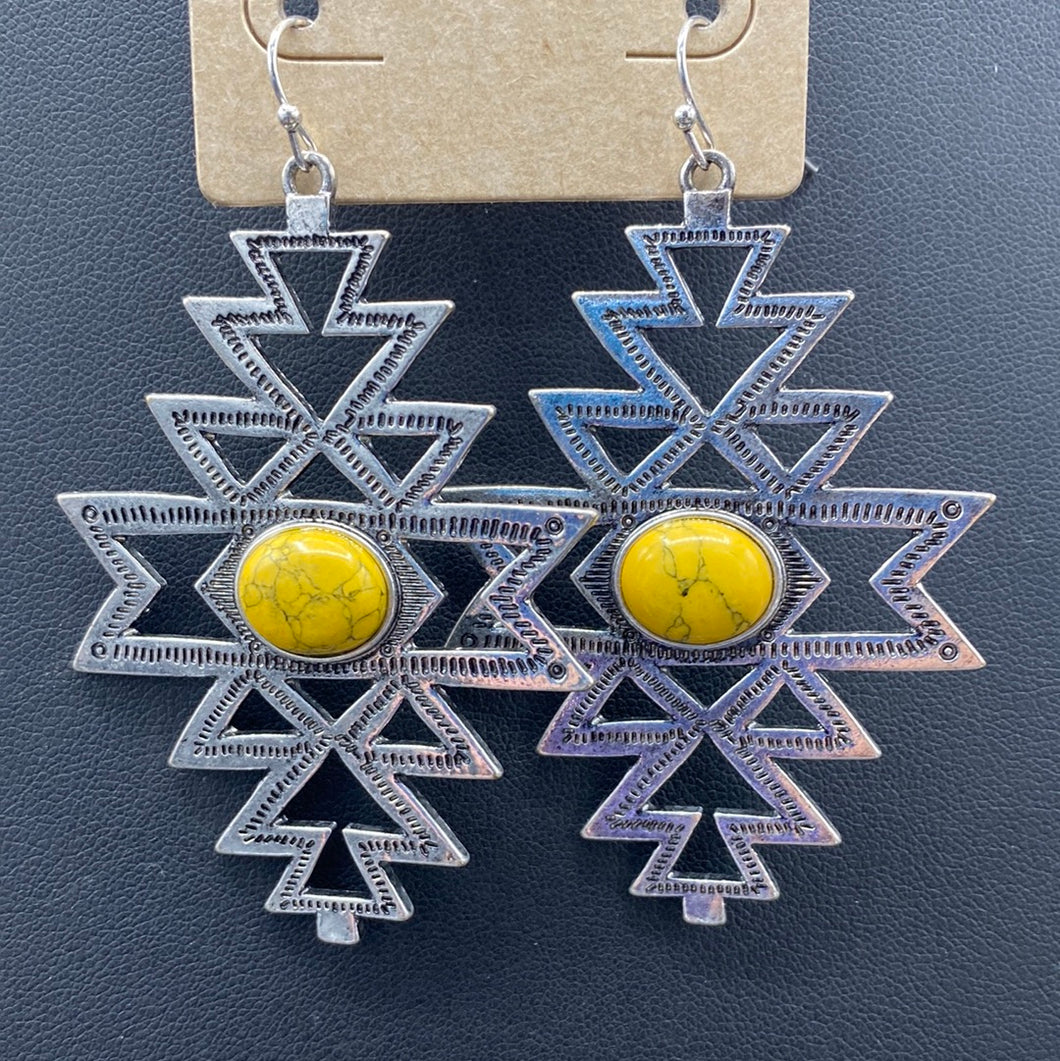 Yellow Stone Southwestern Fishhook Earrings