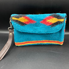 Load image into Gallery viewer, CW8 Turquoise Southwestern Style Woven Clutch Wrislet
