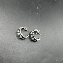 Load image into Gallery viewer, B801E Silver Inspired Bead Hoop Earrings
