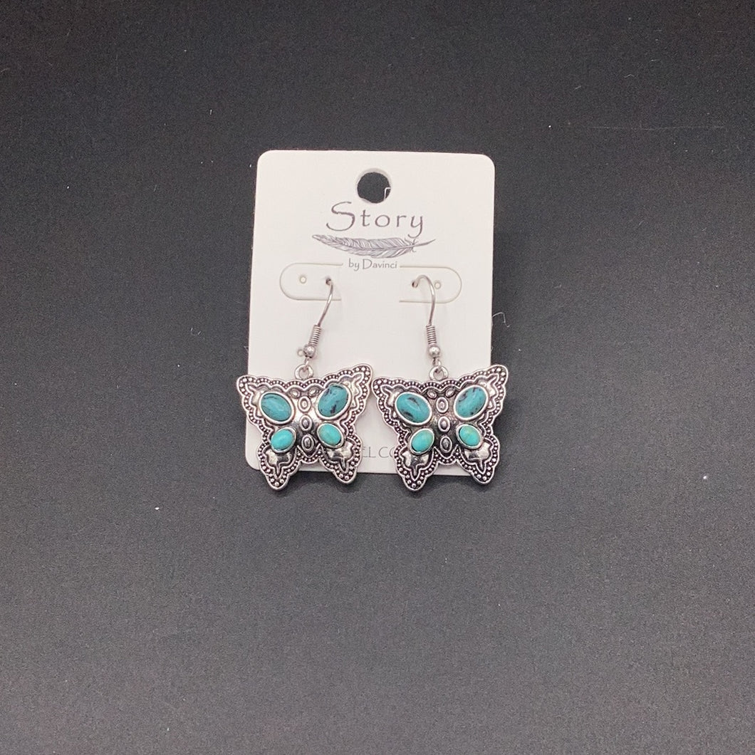 Turquoise Butterfly Fishhook Earrings