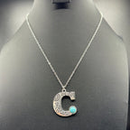 Turquoise Inspired Stamped Letter Necklace