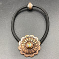 Coppertone Spiral Stamp Concho Rhinestone Hair Tie