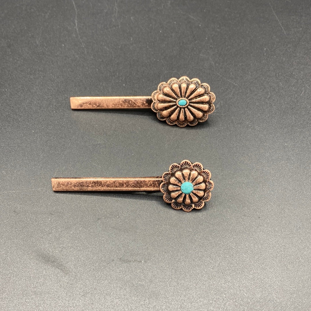 Turquoise Coppertone 2PC Hair Pin Set