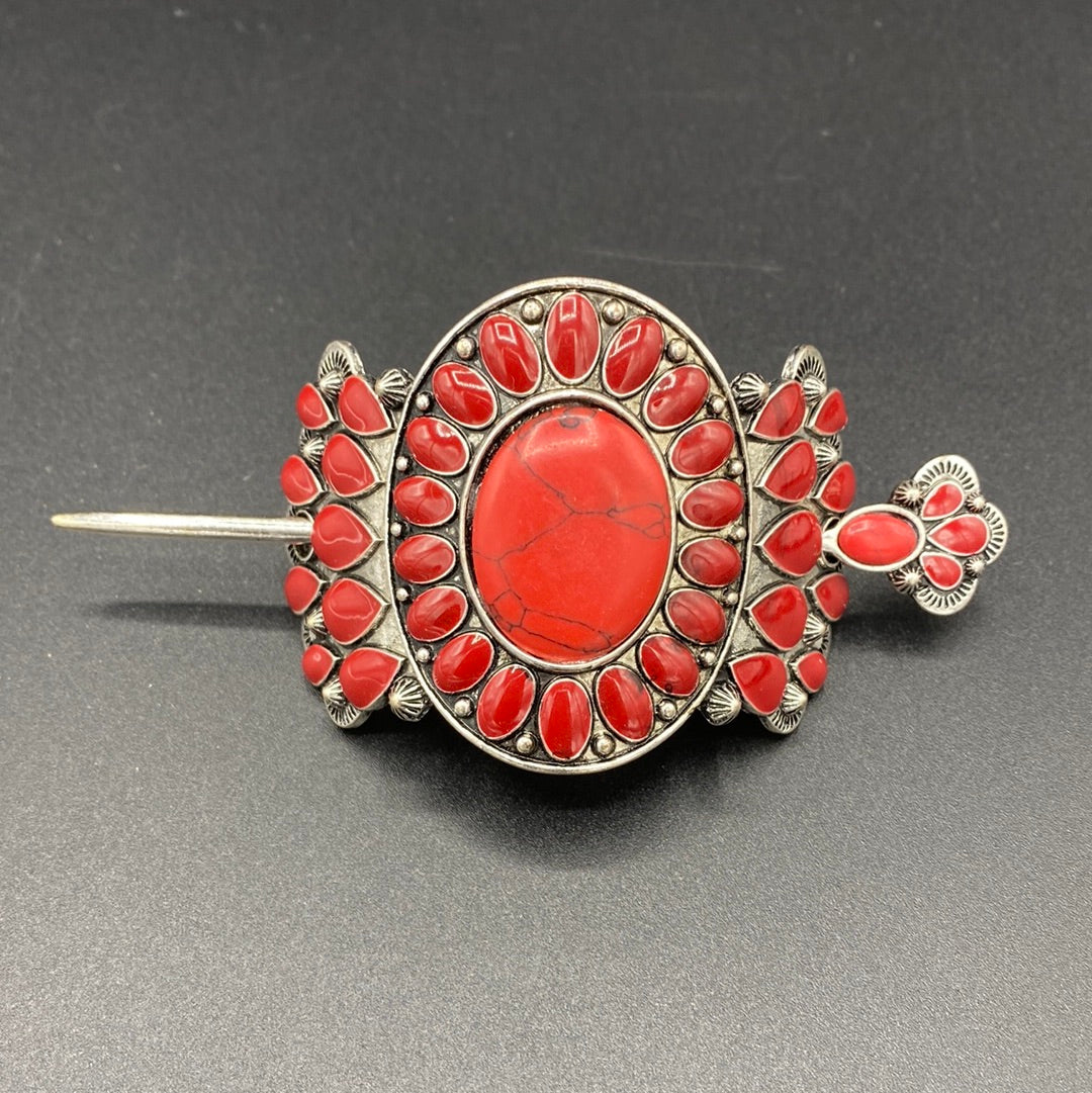 Coral Inspired Large Stone Cluster Tsiiyeel Hair Pin