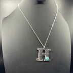 Turquoise Inspired Stamped Letter Necklace